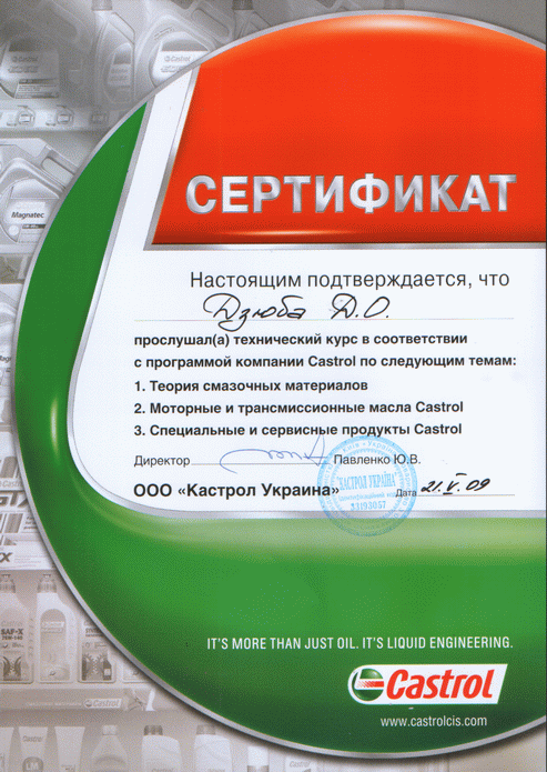Сертификат ЗИП Авто